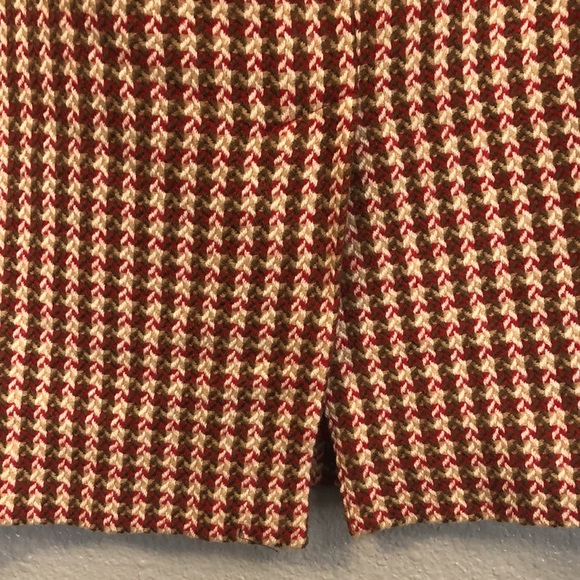 Ann Taylor LOFT skirt women's size 10P petite red brown hounds tooth wool EUC - Picture 4 of 9